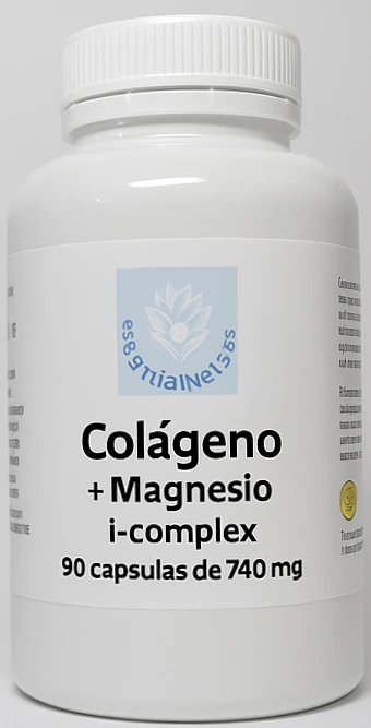 Bote blanco Colágeno + Magnesio i-complex: ejemplo de diseño minimalista