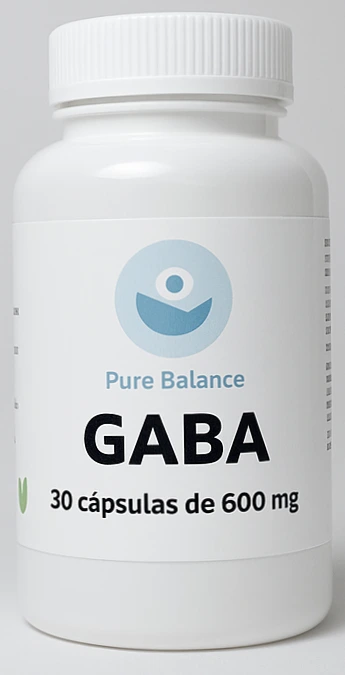 Bote blanco GABA 600 mg: ejemplo de tipografía clara y limpia