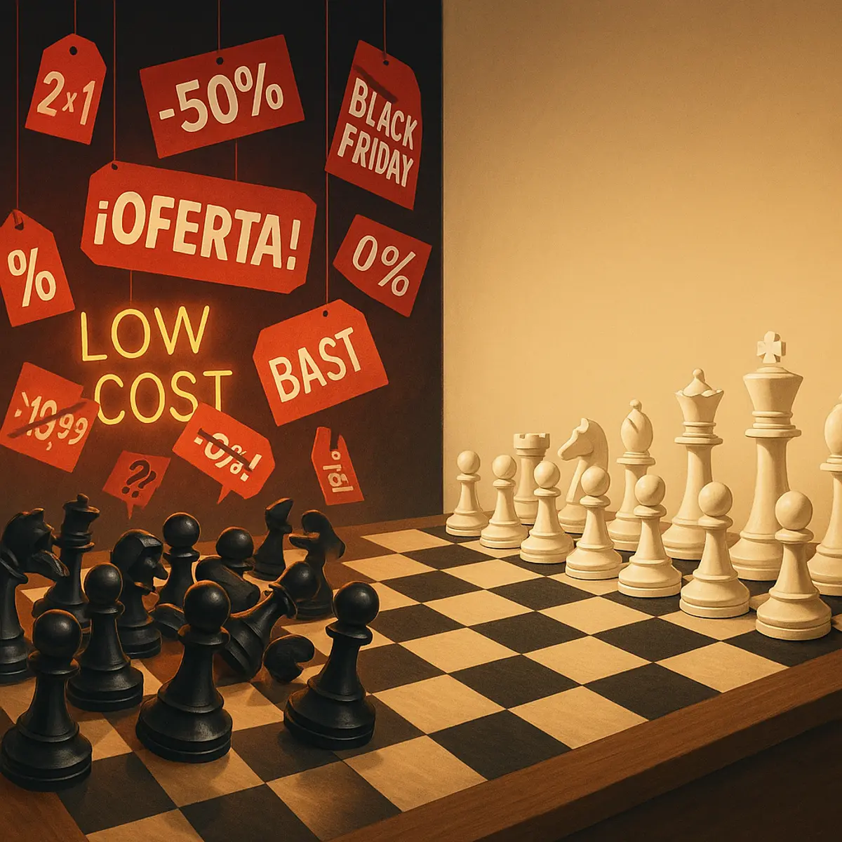 Tablero de ajedrez con etiquetas de descuento: evita la guerra de precios con marca propia en herbolario